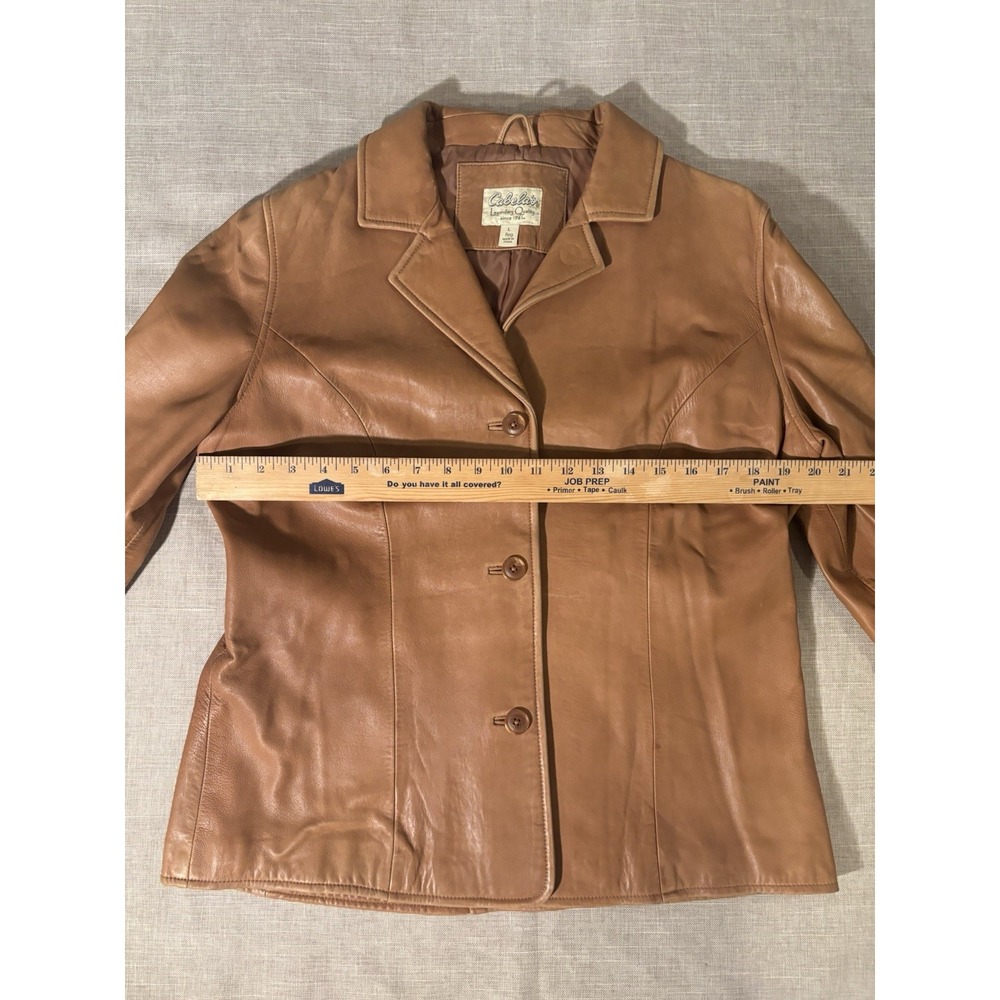 Cabelas Genuine Leather Jacket Womens Large Brown Button Up Buttery Soft Lined - Picture 9 of 16